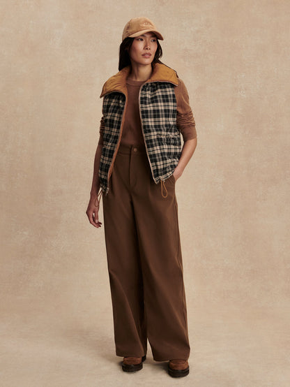 Miya Reversible Gilet Golden Bronze/ Navy Check - Varley