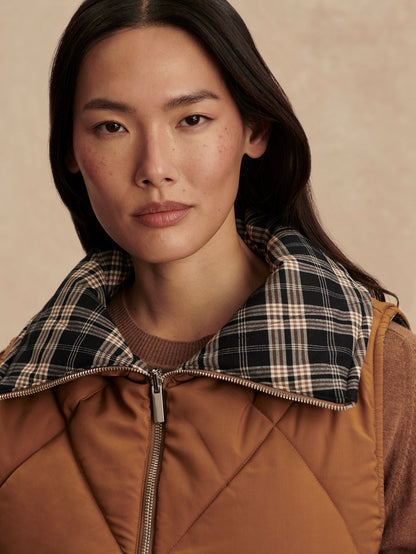 Miya Reversible Gilet Golden Bronze/ Navy Check - Varley
