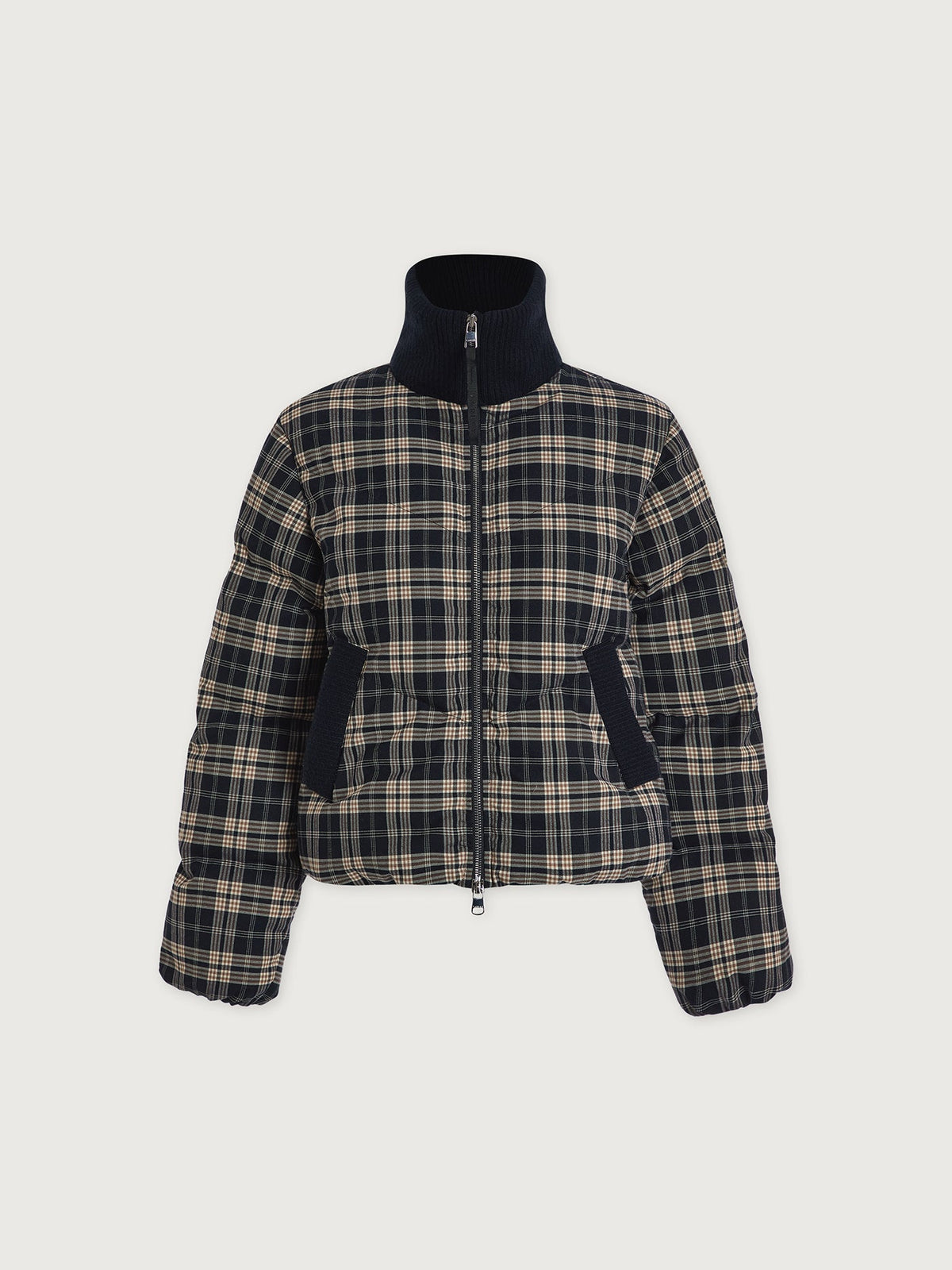 Bryony Short Puffer Jacket Navy Check - Varley