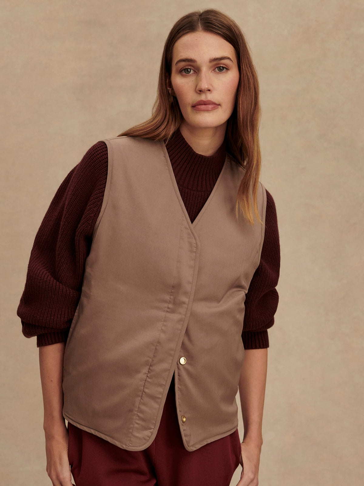Lori Reversible Gilet Ash Taupe/ Birch - Varley