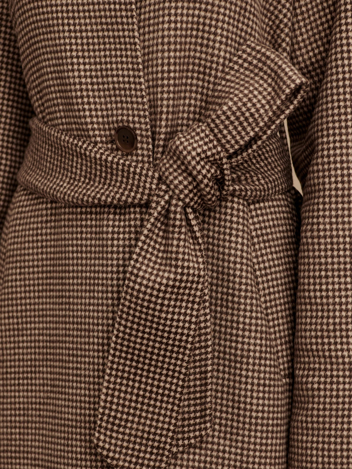 Tomlinson Belted Long Coat Deep Taupe/ Sandshell Micro Puppytooth - Varley
