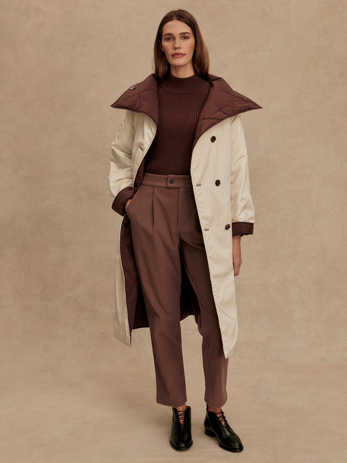 Annalise Reversible Wrap Coat Deep Mahogany - Varley