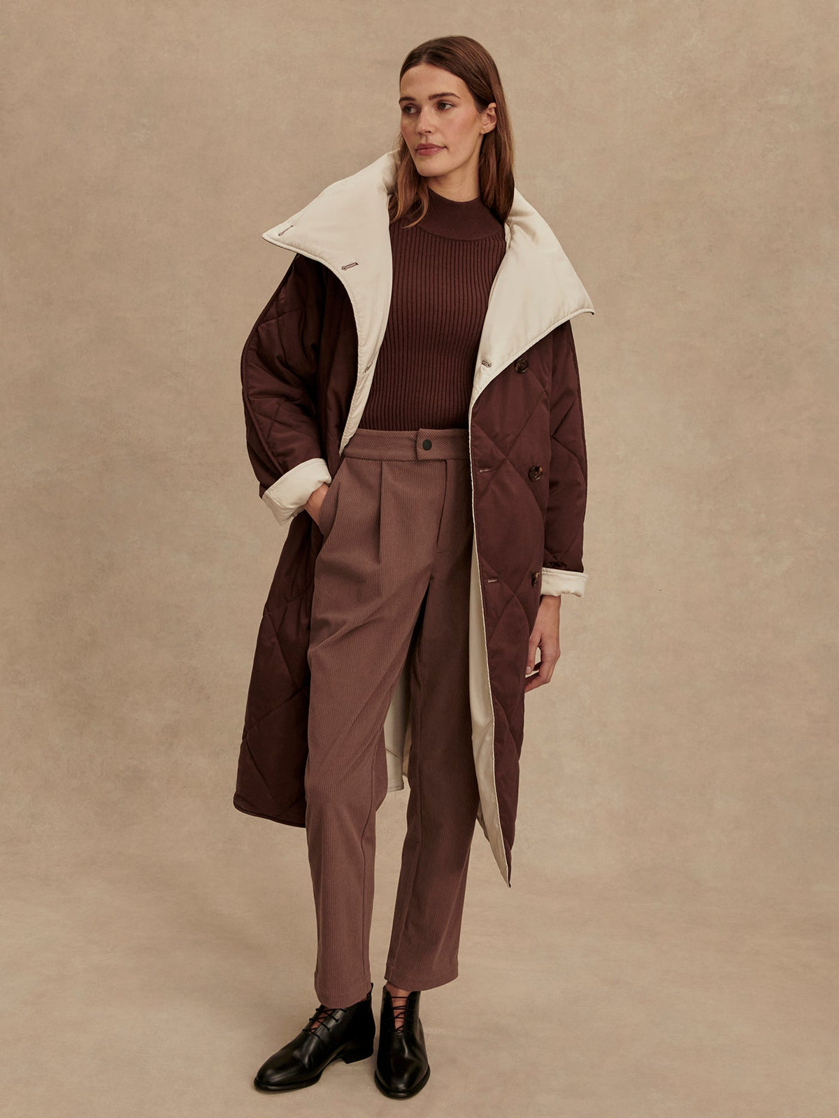 Annalise Reversible Wrap Coat Deep Mahogany - Varley