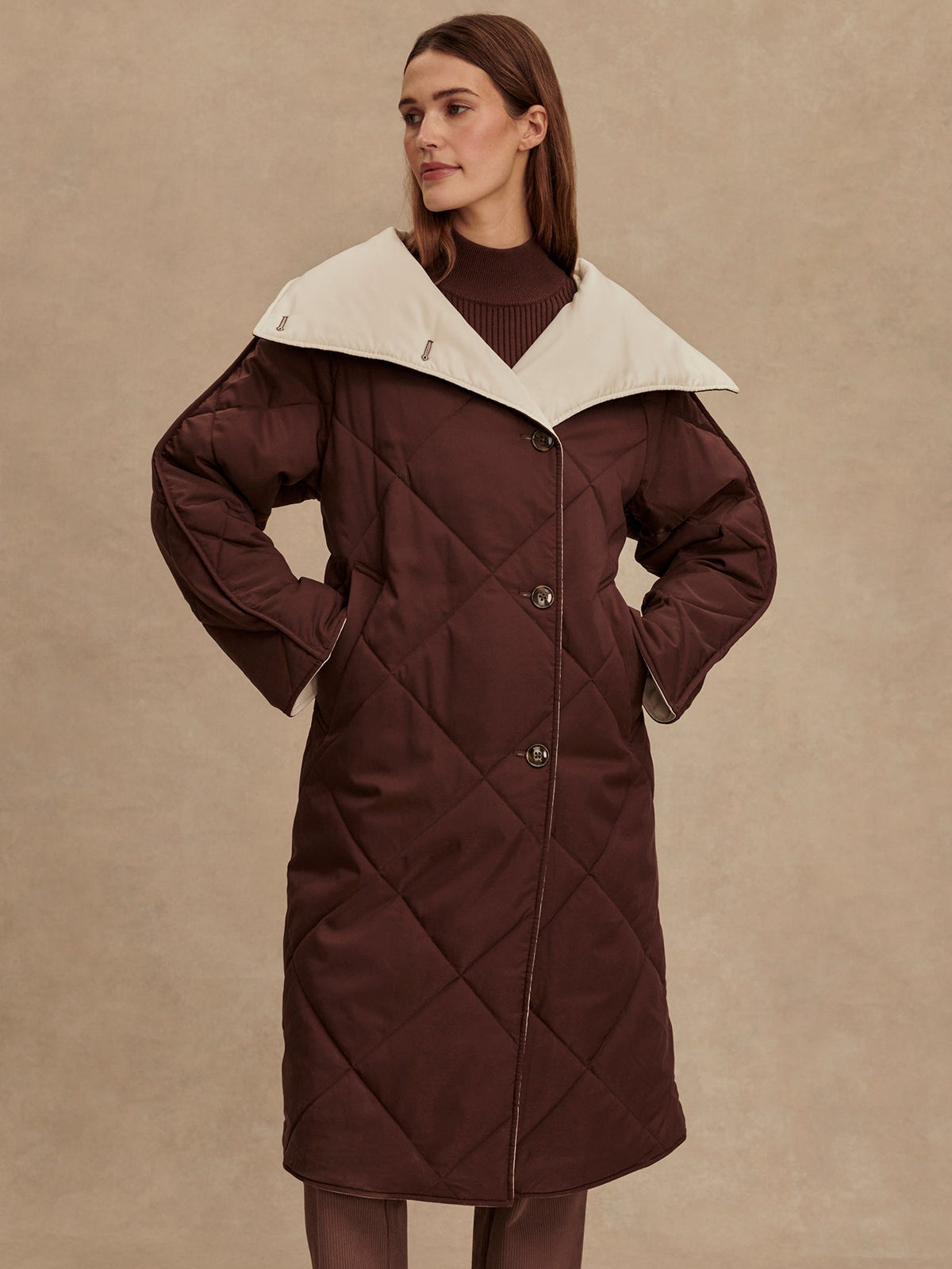 Annalise Reversible Wrap Coat Deep Mahogany - Varley