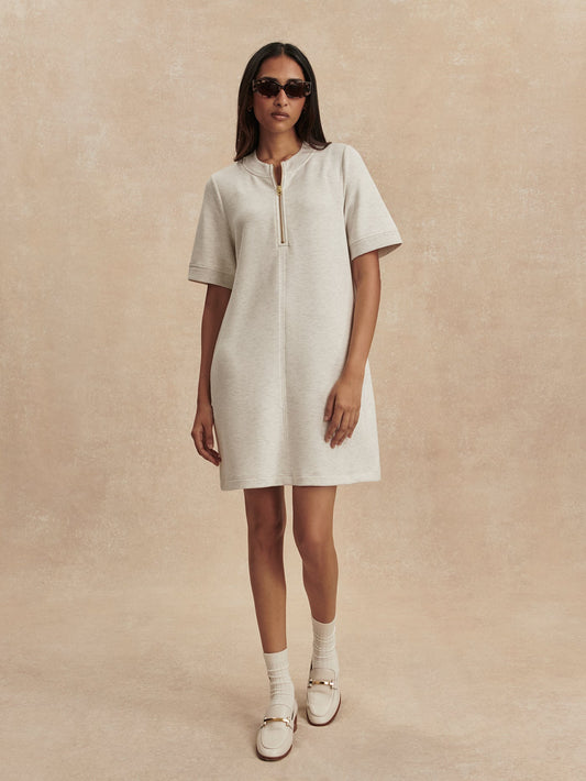 Nori Half Zip Dress Ivory Marl - Varley