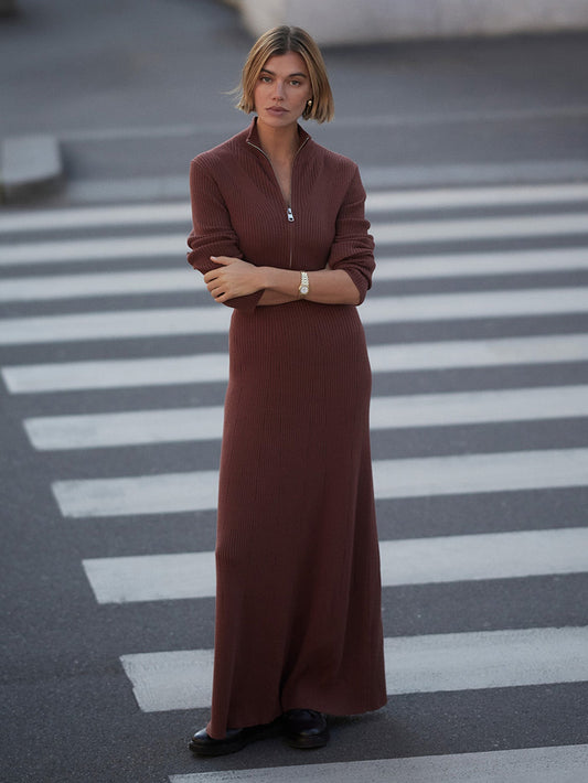 Burnet Zip Knit Maxi Dress Cinnamon - Varley