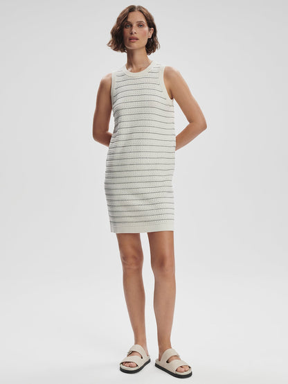 Mindy Contrast Stitch Knit Dress Egret - Varley