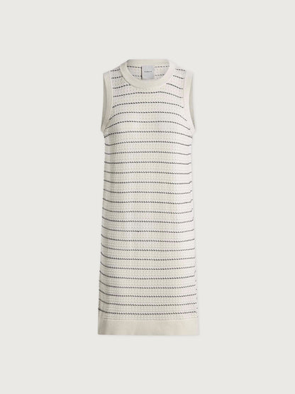 Mindy Contrast Stitch Knit Dress Egret - Varley