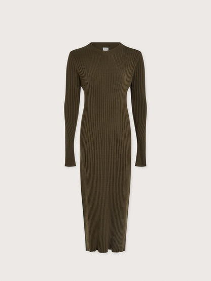 Axel Rib Knit Midi Dress Olive Night - Varley