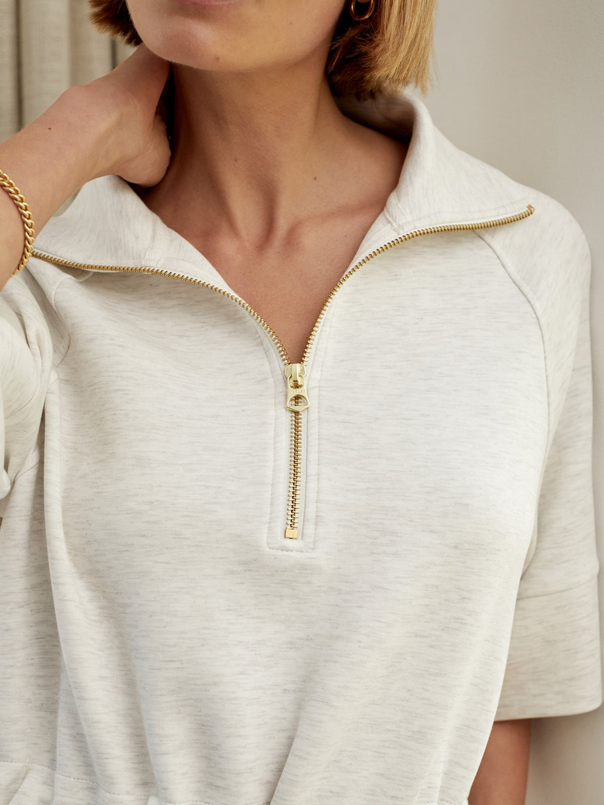 Paisley Half Zip Dress Ivory Marl - Varley