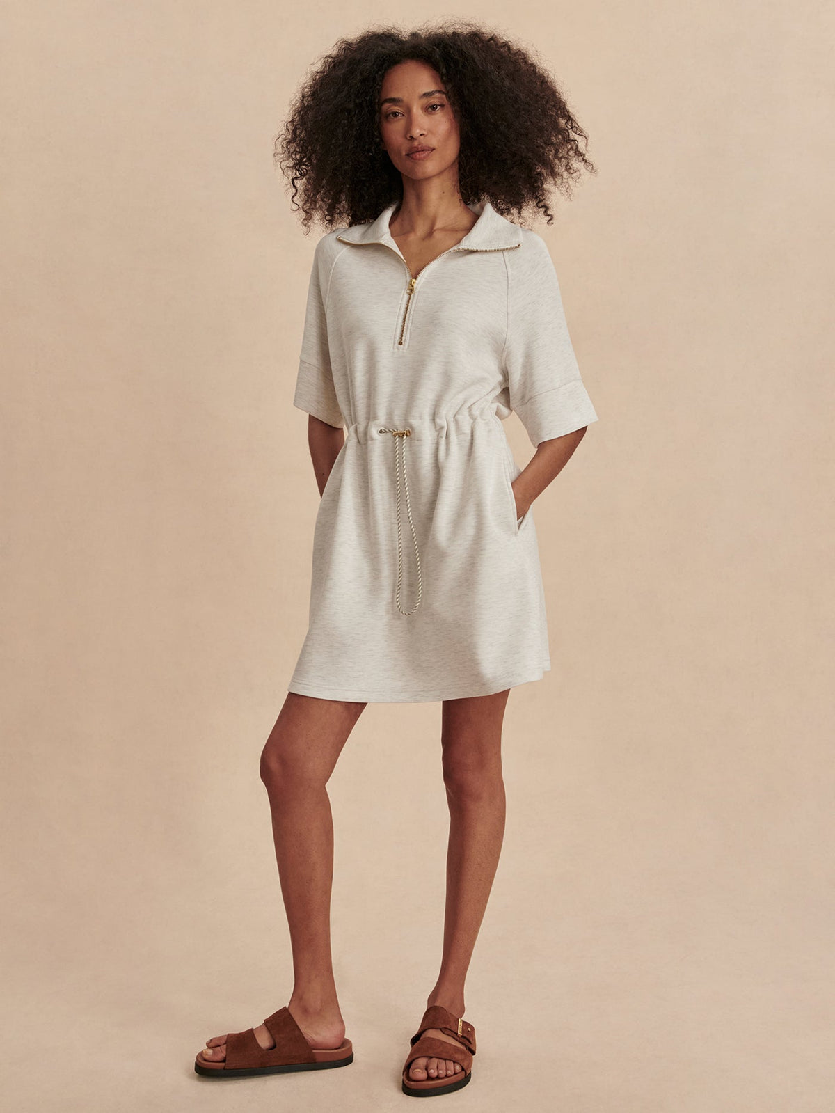 Paisley Half Zip Dress Ivory Marl - Varley