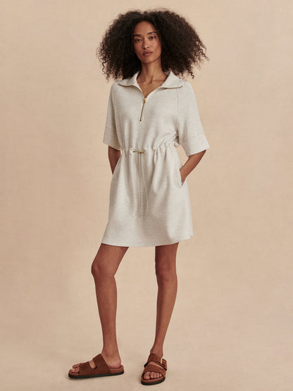 Paisley Half Zip Dress Ivory Marl - Varley