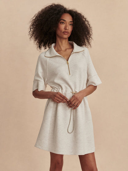 Paisley Half Zip Dress Ivory Marl - Varley