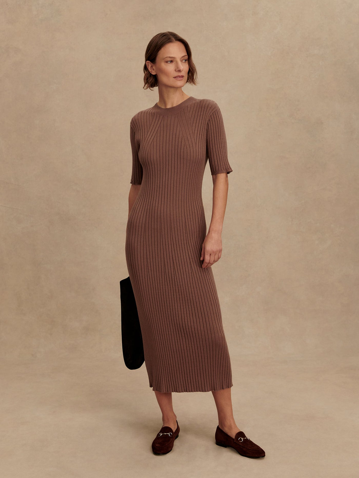 Maeve 2.0 Rib Knit Midi Dress Deep Taupe - Varley