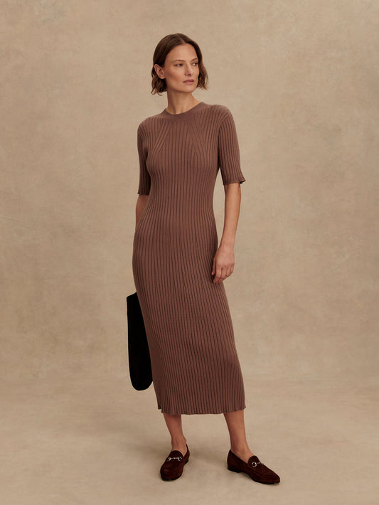 Maeve 2.0 Rib Knit Midi Dress Deep Taupe - Varley