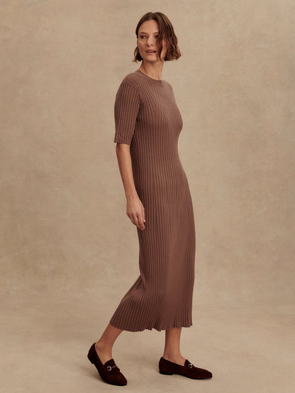 Maeve 2.0 Rib Knit Midi Dress Deep Taupe - Varley