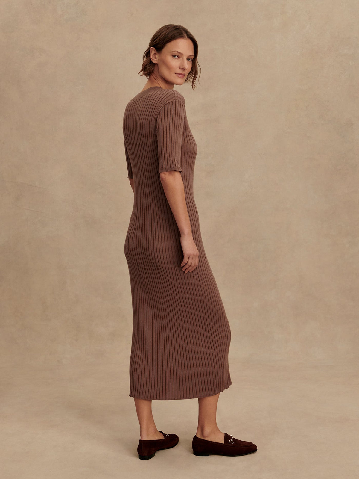 Maeve 2.0 Rib Knit Midi Dress Deep Taupe - Varley