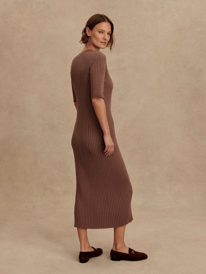 Maeve 2.0 Rib Knit Midi Dress Deep Taupe - Varley