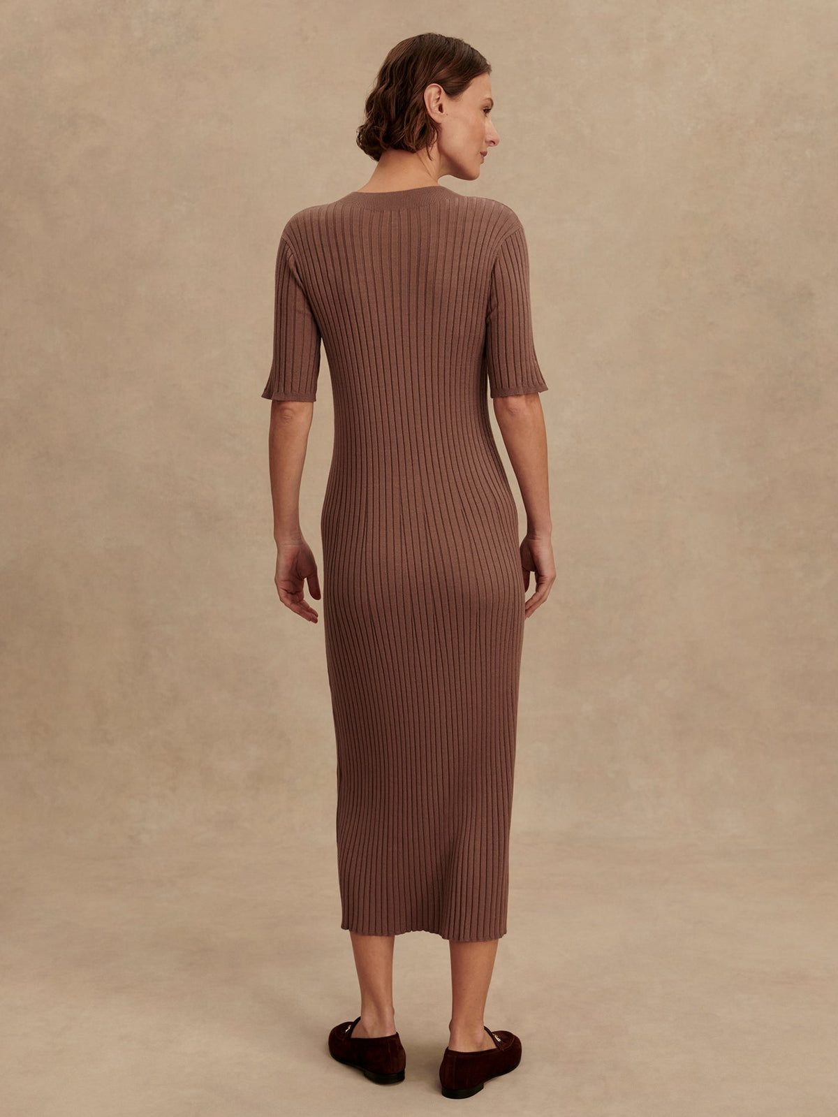 Maeve 2.0 Rib Knit Midi Dress Deep Taupe - Varley