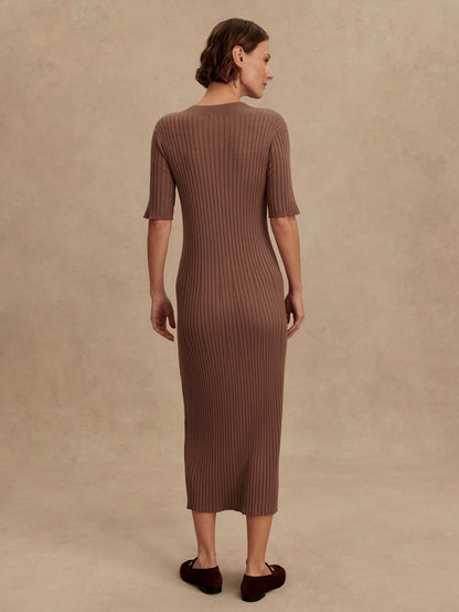 Maeve 2.0 Rib Knit Midi Dress Deep Taupe - Varley