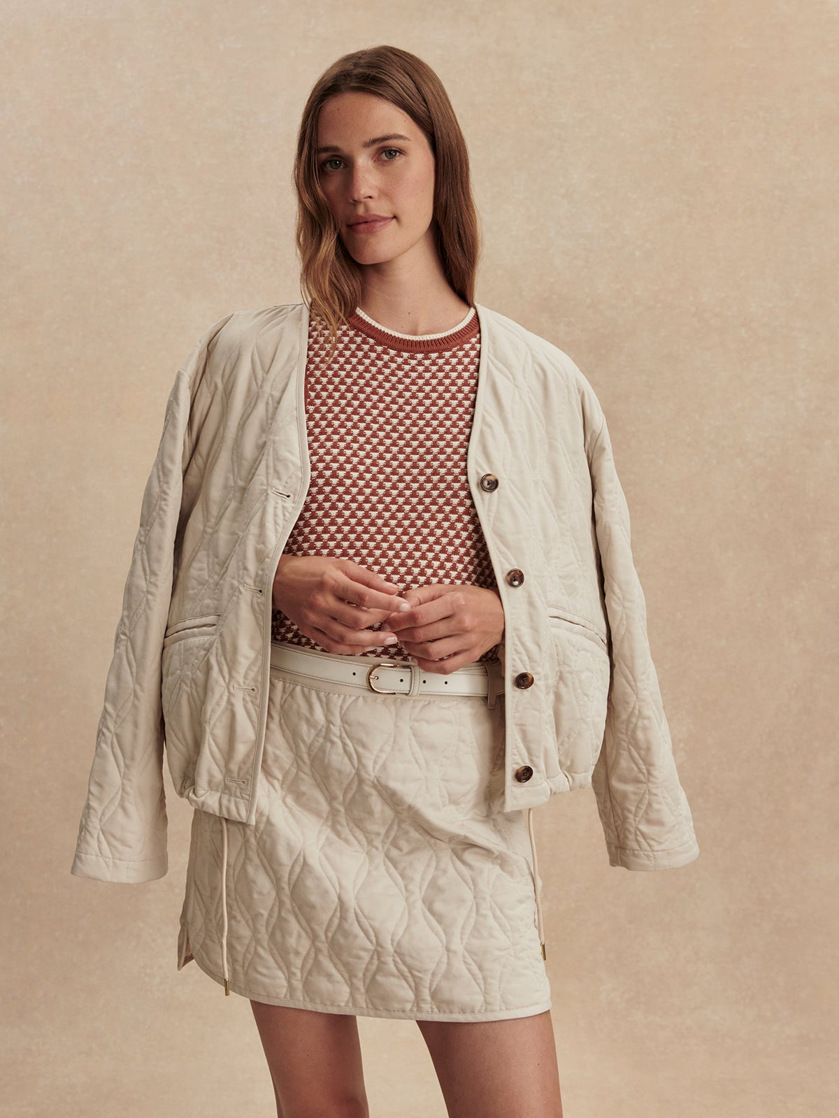 Florin Quilted Skirt Oat Milk - Varley