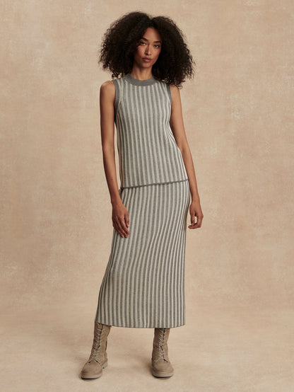 Mairead Rib Knit Skirt Silver Filigree Melange - Varley