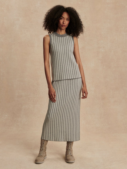 Mairead Rib Knit Skirt Silver Filigree Melange - Varley