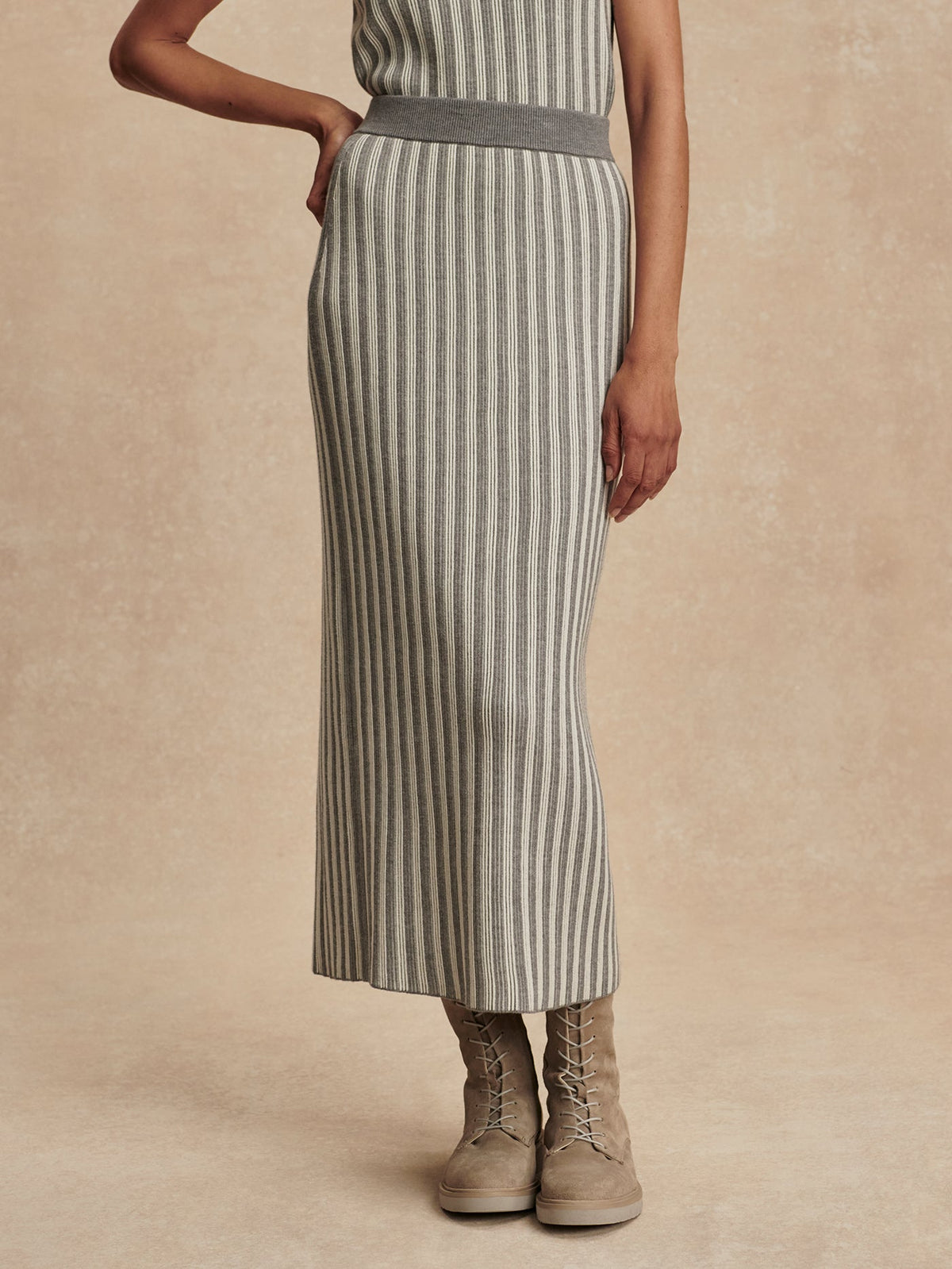 Mairead Rib Knit Skirt Silver Filigree Melange - Varley