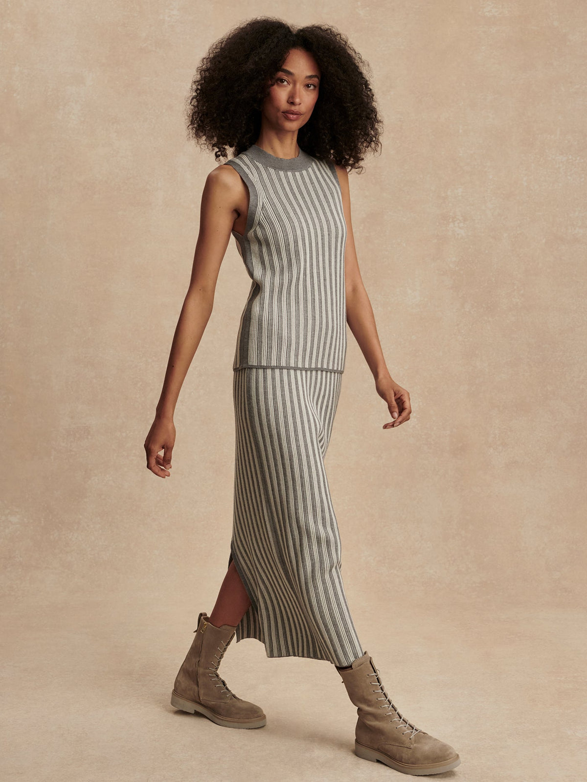 Mairead Rib Knit Skirt Silver Filigree Melange - Varley
