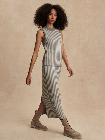 Mairead Rib Knit Skirt Silver Filigree Melange - Varley