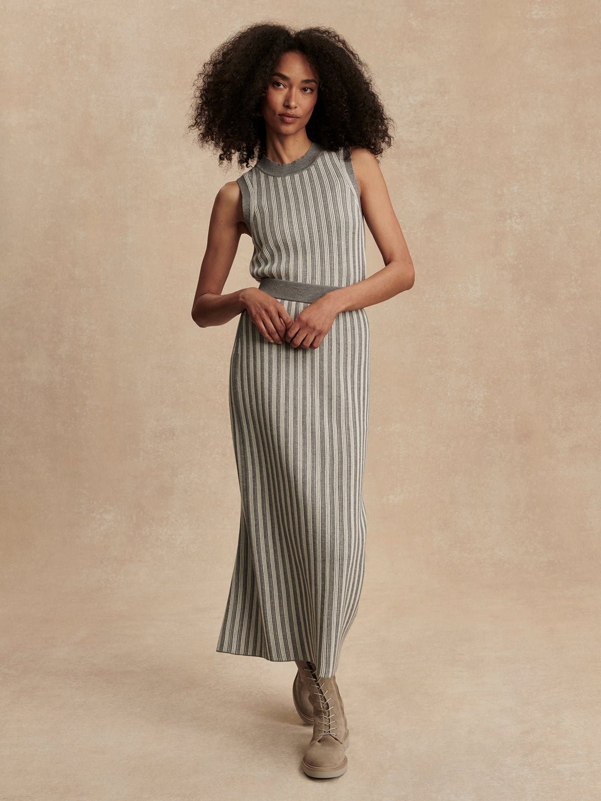 Mairead Rib Knit Skirt Silver Filigree Melange - Varley