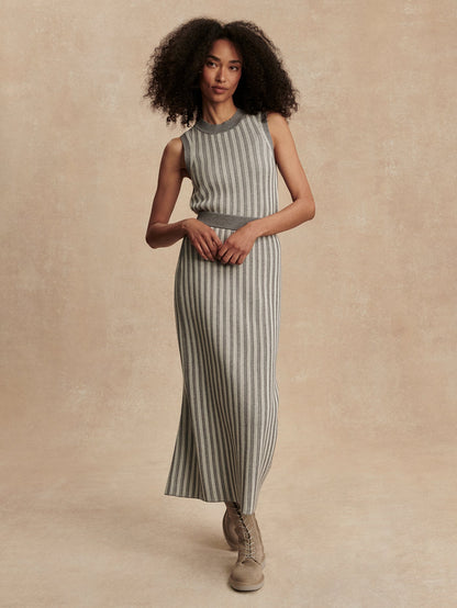 Mairead Rib Knit Skirt Silver Filigree Melange - Varley
