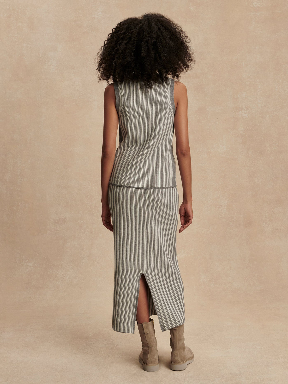 Mairead Rib Knit Skirt Silver Filigree Melange - Varley