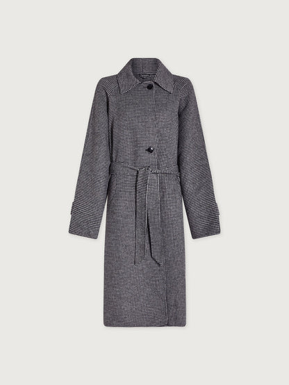 Fairbourn Belted Long Coat Black/ Egret Micropuppy Tooth - Varley