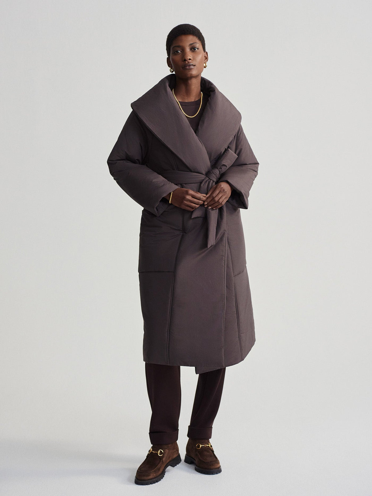 Ana Long Wrap Coat Coffee Bean - Varley