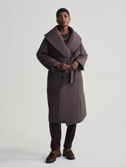 Ana Long Wrap Coat Coffee Bean - Varley
