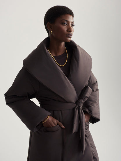 Ana Long Wrap Coat Coffee Bean - Varley