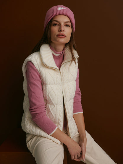 Irina Cable Knit Gilet Egret - Varley
