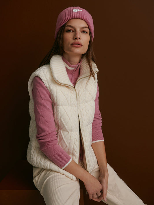 Irina Cable Knit Gilet Egret - Varley