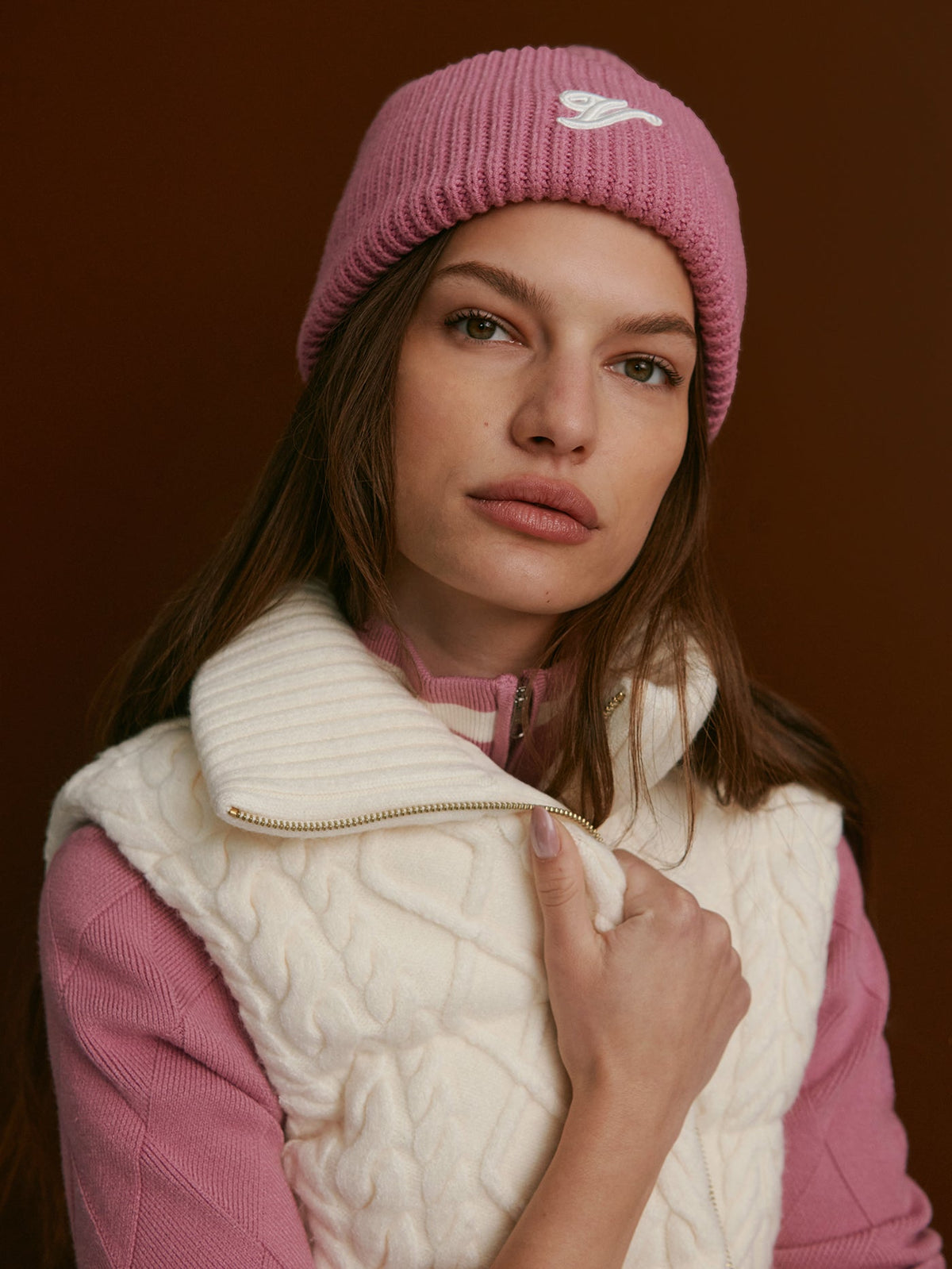 Irina Cable Knit Gilet Egret - Varley