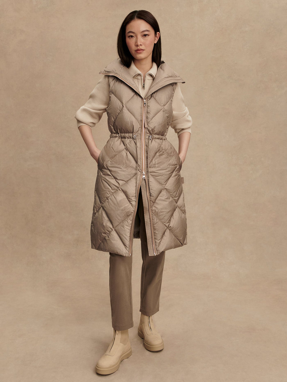 Navine Long Down Gilet Portabella Metallic - Varley