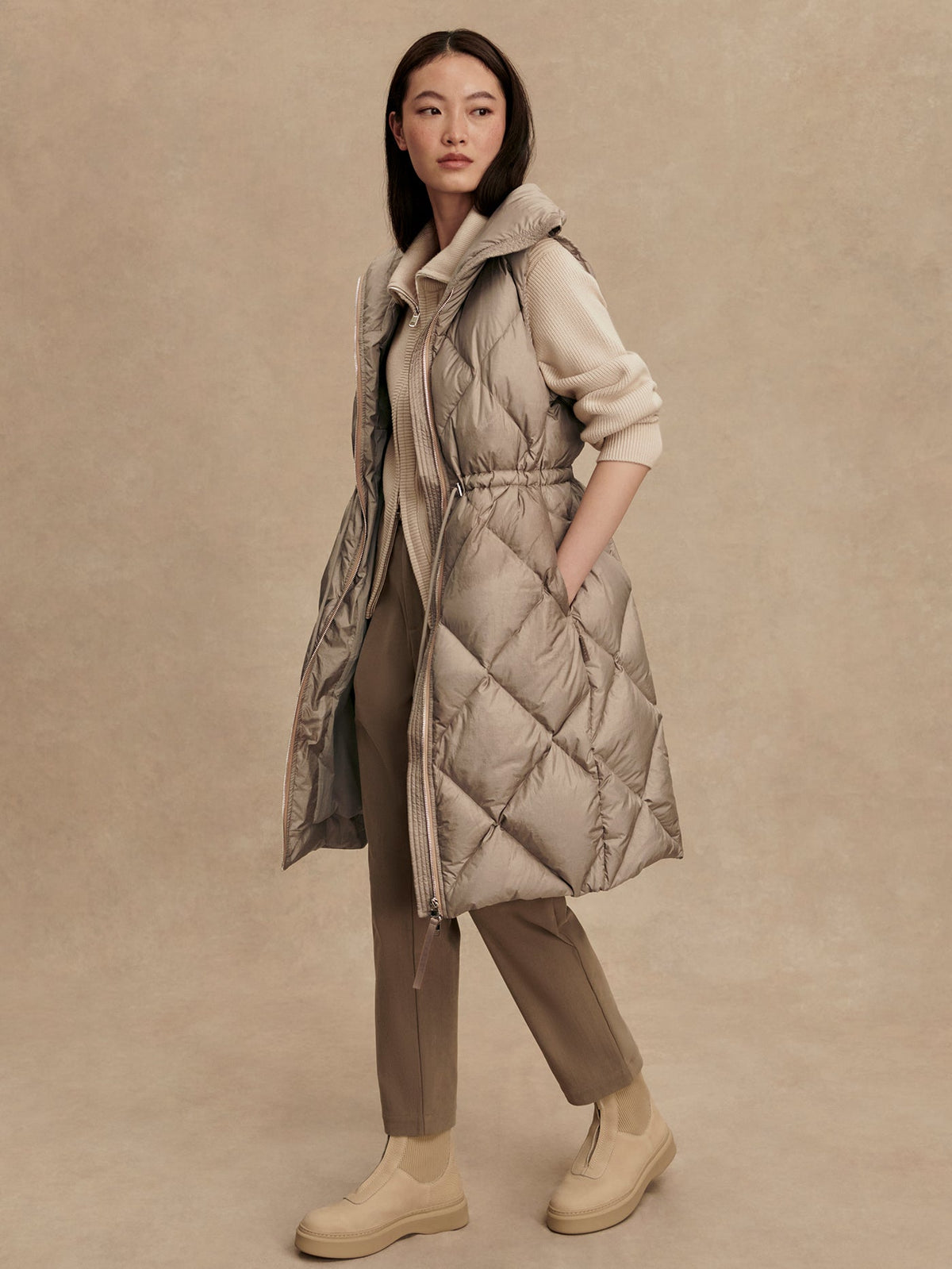 Navine Long Down Gilet Portabella Metallic - Varley