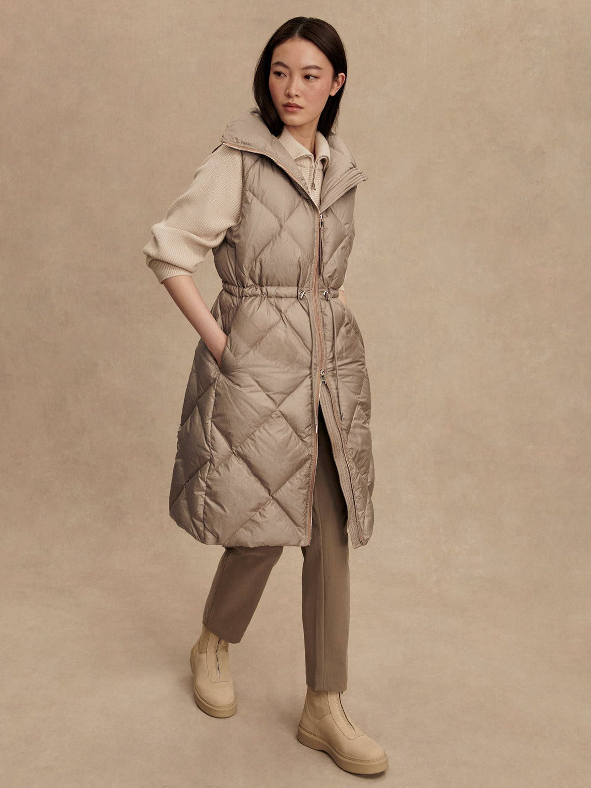 Navine Long Down Gilet Portabella Metallic - Varley