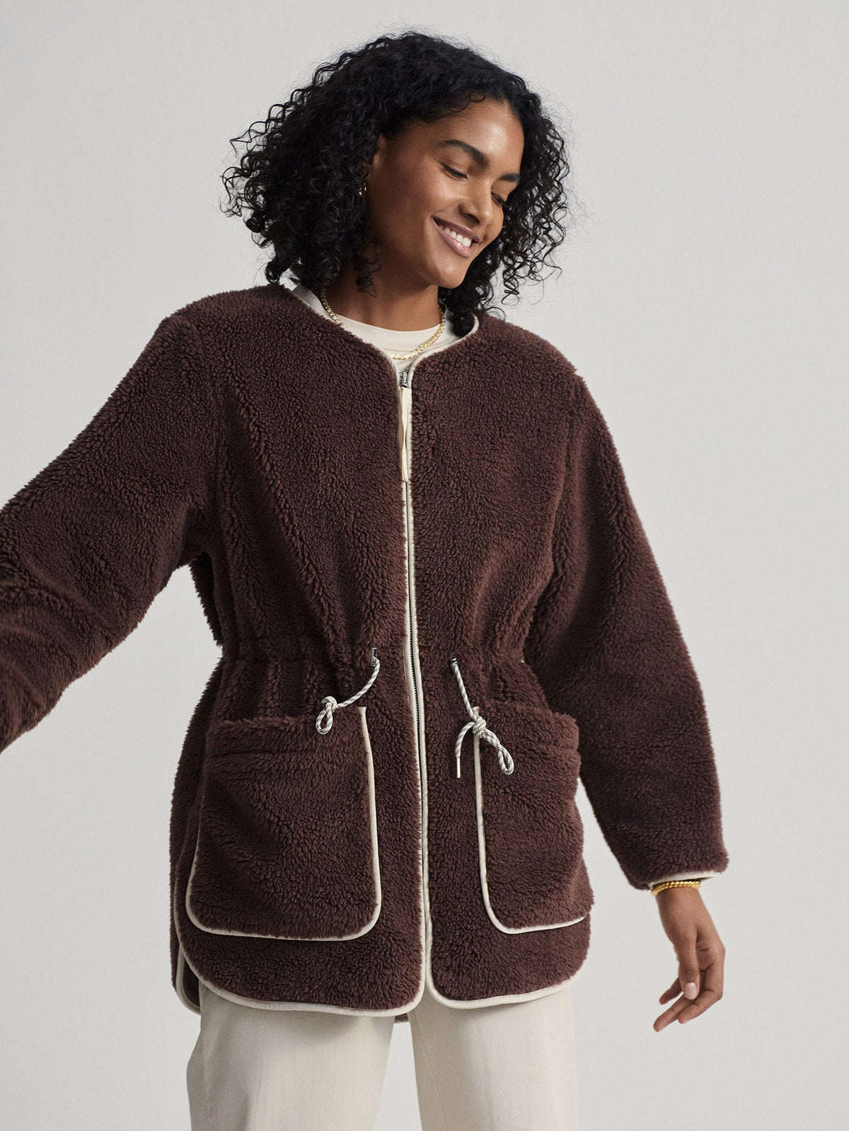 Angelina Sherpa Coat French Roast - Varley