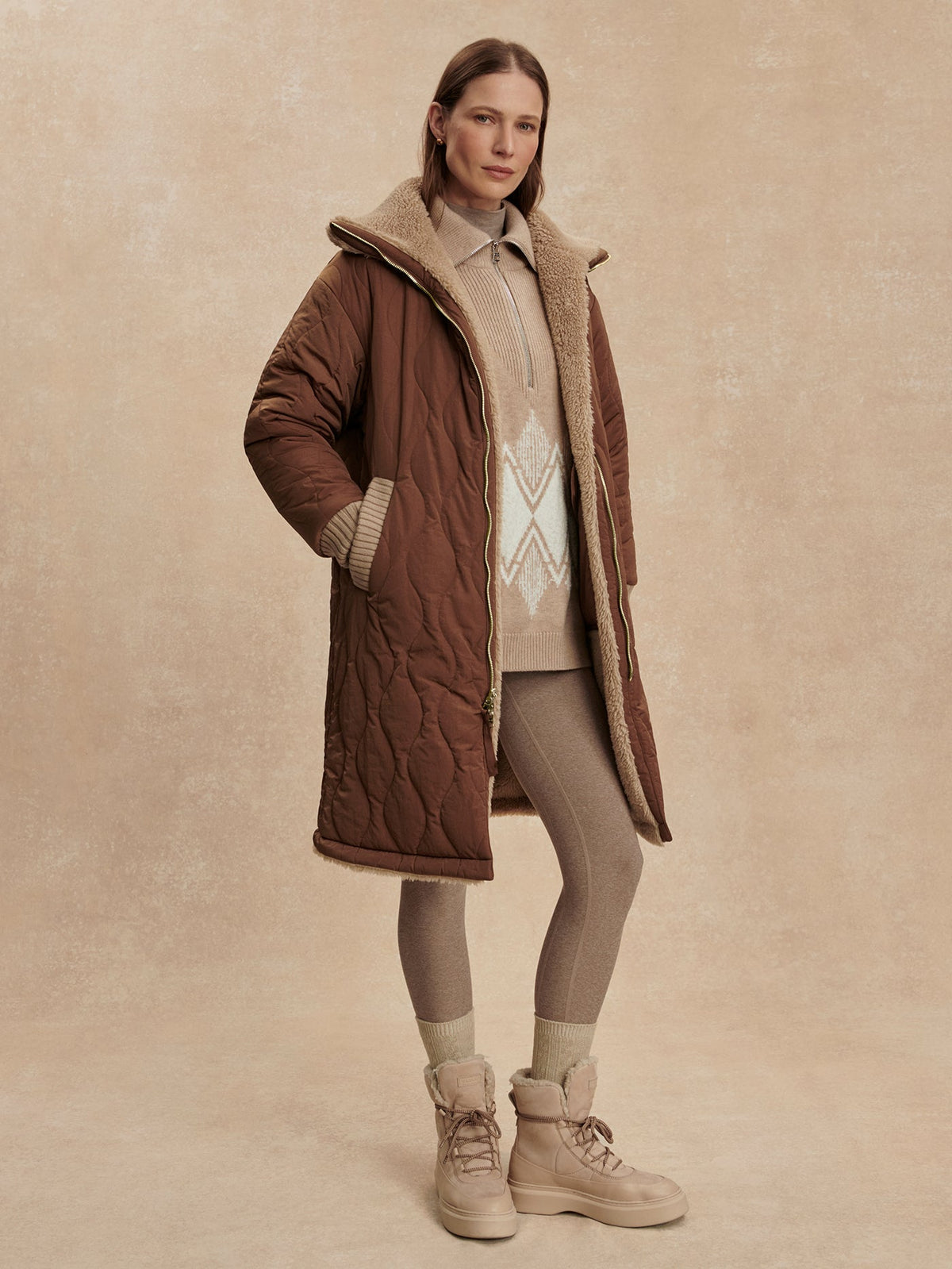Theia Reversible Coat Light Taupe/ Cocoa Dust - Varley