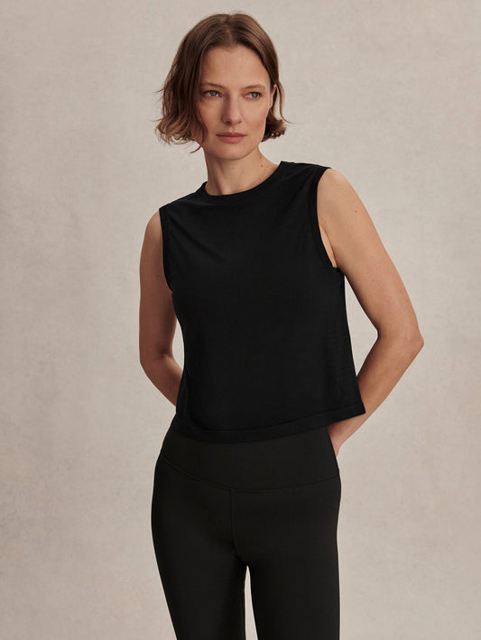 Nate Seamless Cropped Tank Black - Varley