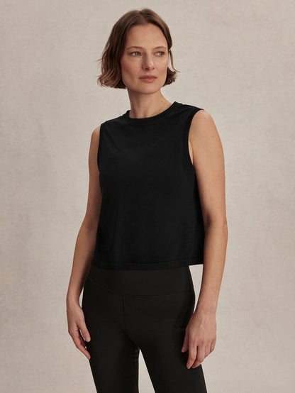 Nate Seamless Cropped Tank Black - Varley