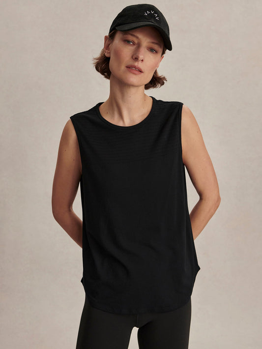 Nolan Seamless Longline Tank Black - Varley