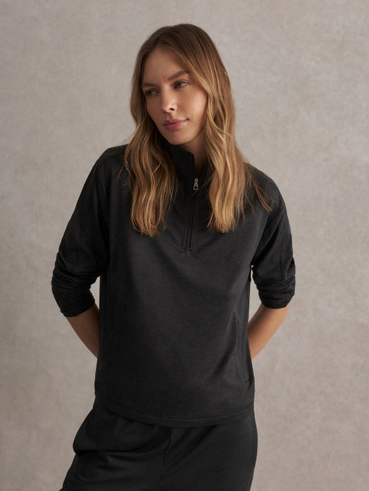 Lamia Half-Zip Active Sweatshirt Black Marl - Varley