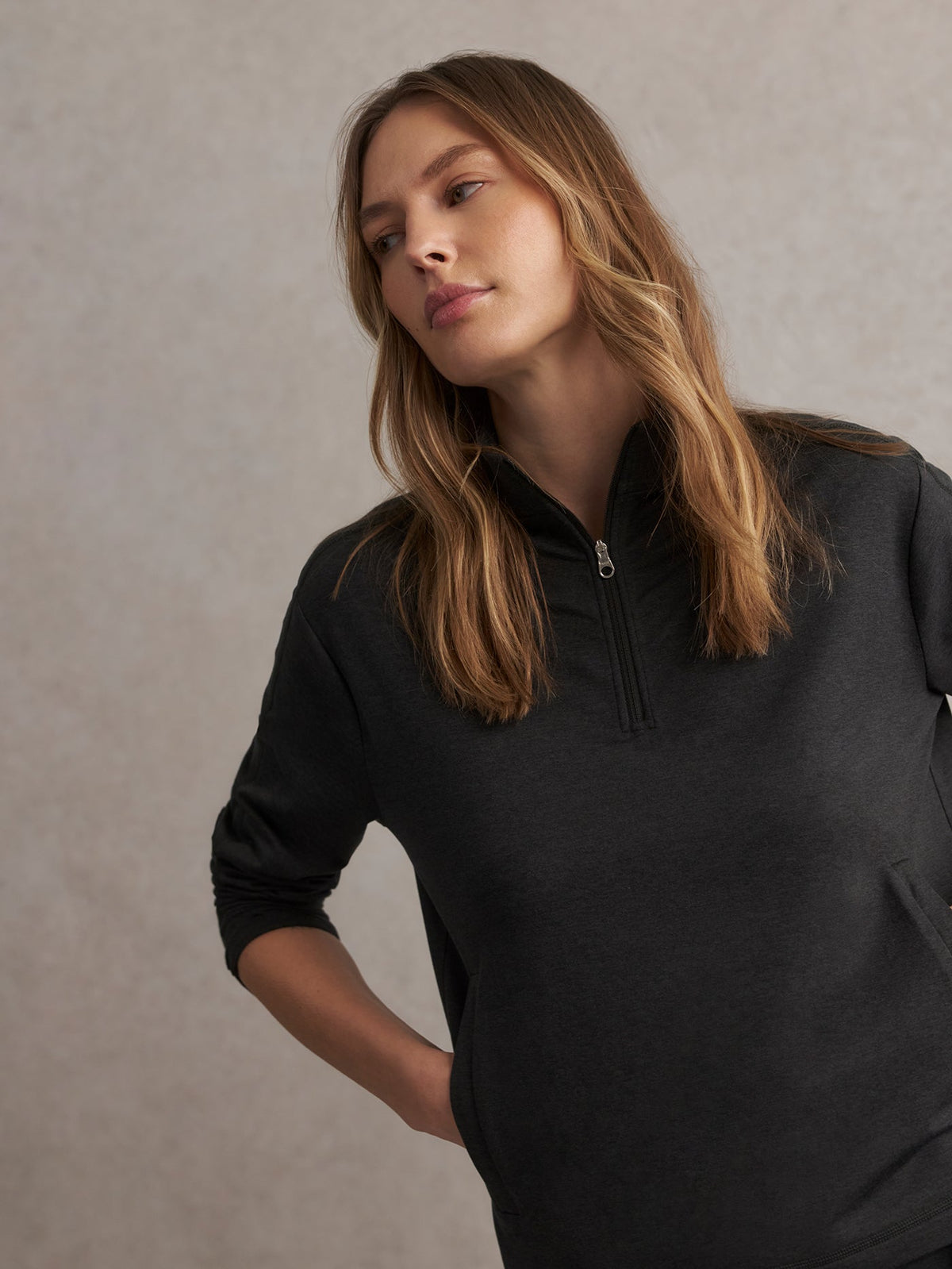 Lamia Half-Zip Active Sweatshirt Black Marl - Varley